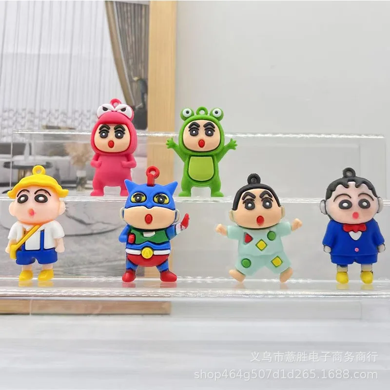 

6PCS Hot Cute Shinchan Series Key Chain Pendant Cartoon Character Creativity Boys and Girls DIY Backpack Pendant Gift