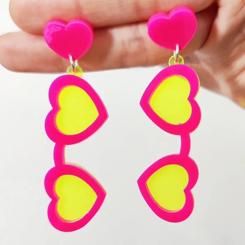 Romantic Beach Ladies Earrings Vintage Sunglasses 80s 90s Retro Acrylic Jewelry Accessories