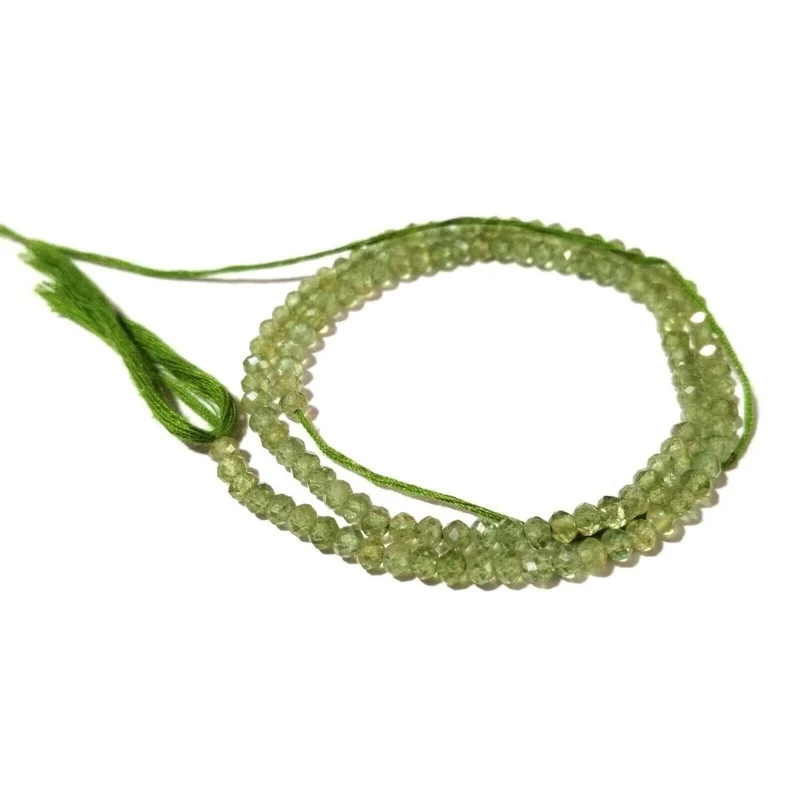 Natural Green Apatite Rondelle Faceted 3.5mm Gemstone Beads 18"Inch 1 Necklace