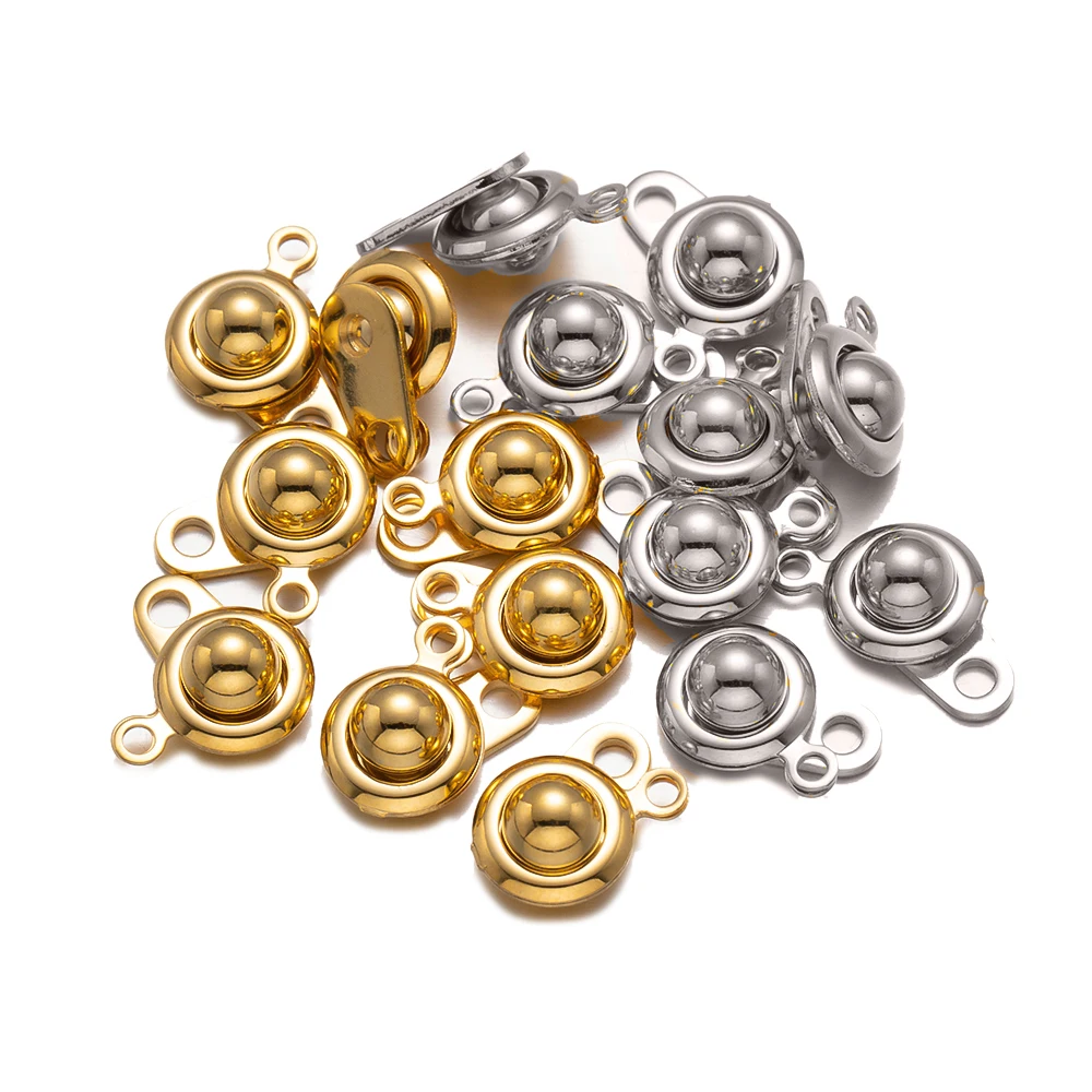 

10pcs Stainless Steel Gold Color Round Removable Snap Button Connector for DIY Bracelets Necklace Jewelry Making Supplies Crafts