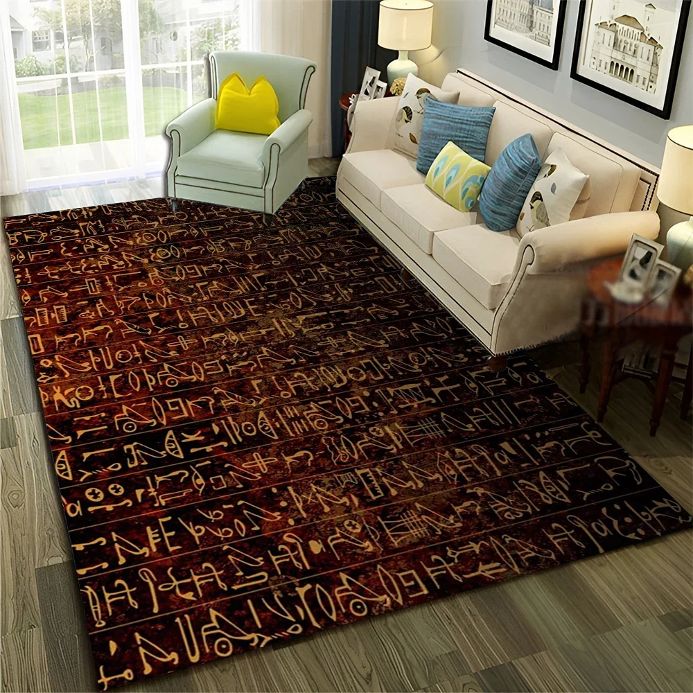 

3D ковер с иероглифой египетского фараона для дома, гостиной, спальни, дивана, коврик для двери, детский коврик, нескользящий напольный коврик
