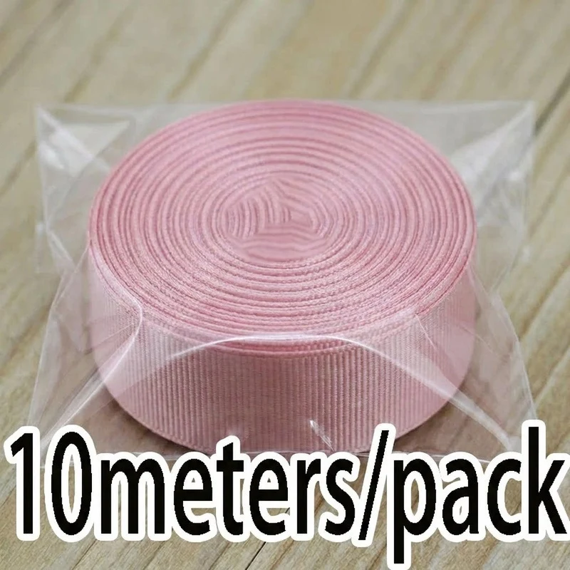 (10 Meters/roll) Pink Meat Grosgrain Ribbon Wholesale Handmade DIY Decoration Gift Wrapping Christmas Ribbons