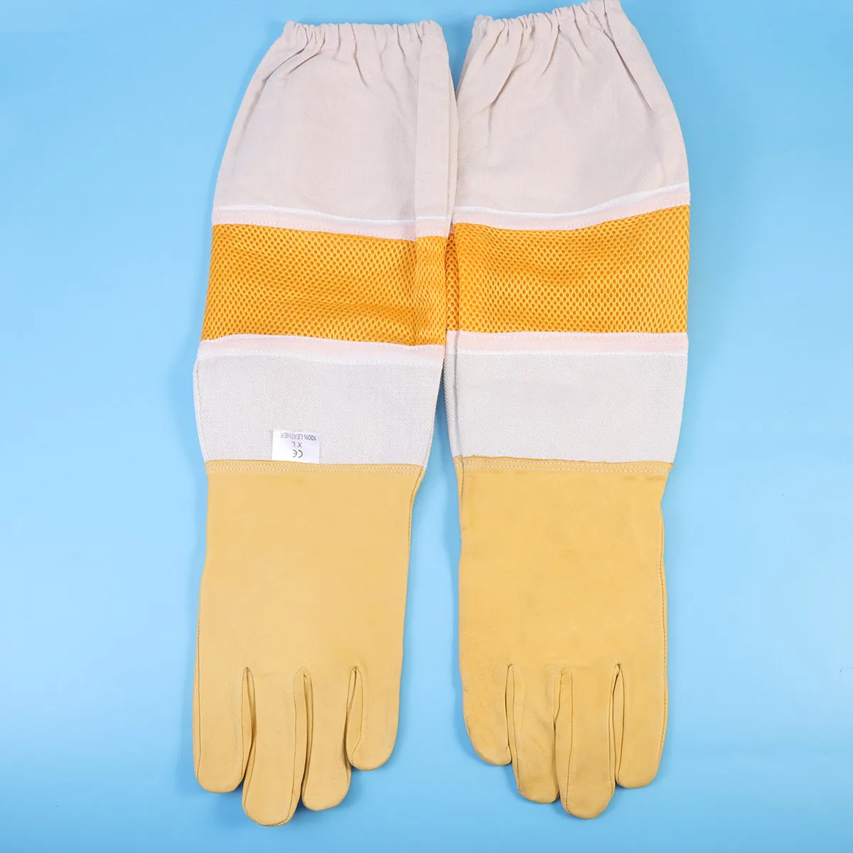 Beekeeping Gloves XXL Full Length Protective Sleeves Breathable Elastic Cuffs for Beginner Beekeepers