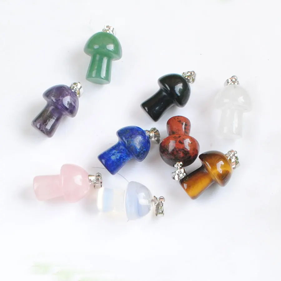 

Смешанные 10 шт., натуральный драгоценный камень, лист, грибная форма, подвески, рейки, чакра, исцеляющий амулет для женщин и мужчин, модные украшения ABN521
