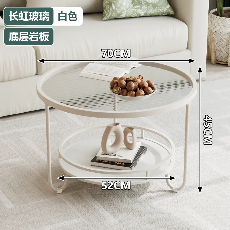 

Creative Cream Style Minimalist Home Side Table Storage Nordic Small House Glass Living Room center table furniture