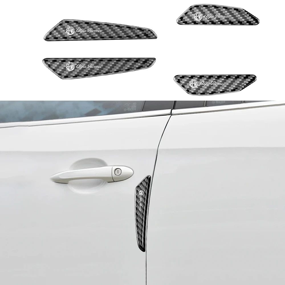 4pc Carbon Fiber Car Door Edge Anti-Collision Protective Stickers For Alfa Romeo Giulietta 147 159 156 MITO Stelvio Accessories