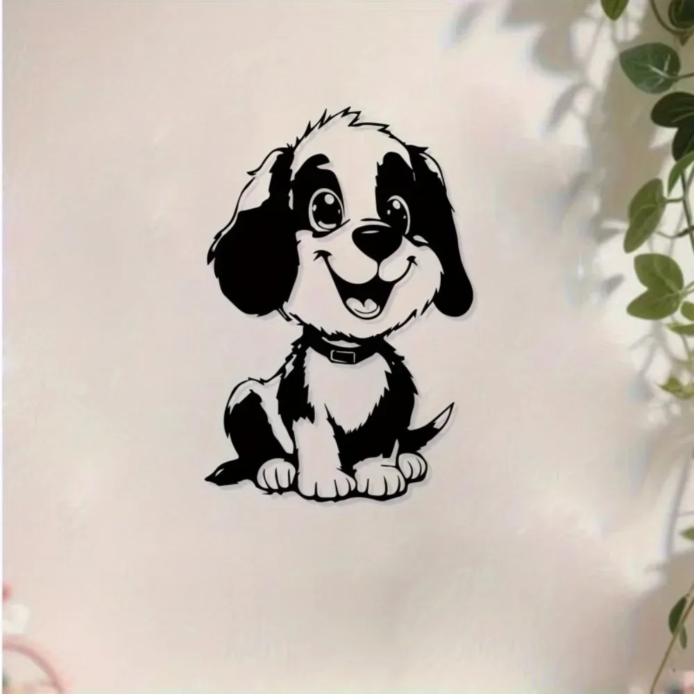 CIFBUY Iron Dog Wall Art Cute Pet Sculpture Weatherproof Metal Ornament for Indoor Outdoor Garden Fence Decor