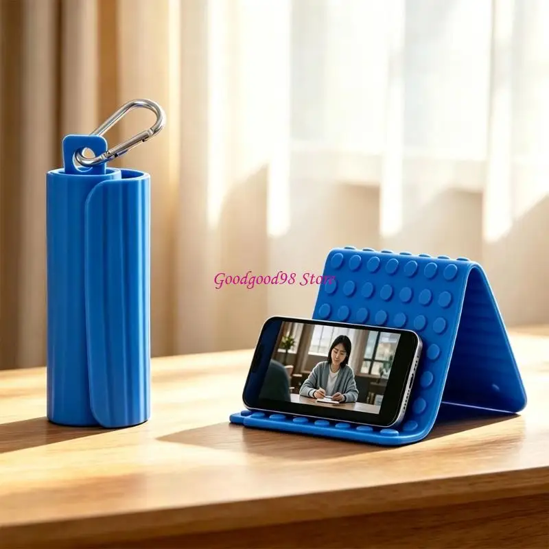 Flexible Holder Desk Phone Stand with Carabiner for Bedside Viewing, Daily Phone Support and Travel Carry Use Daily 