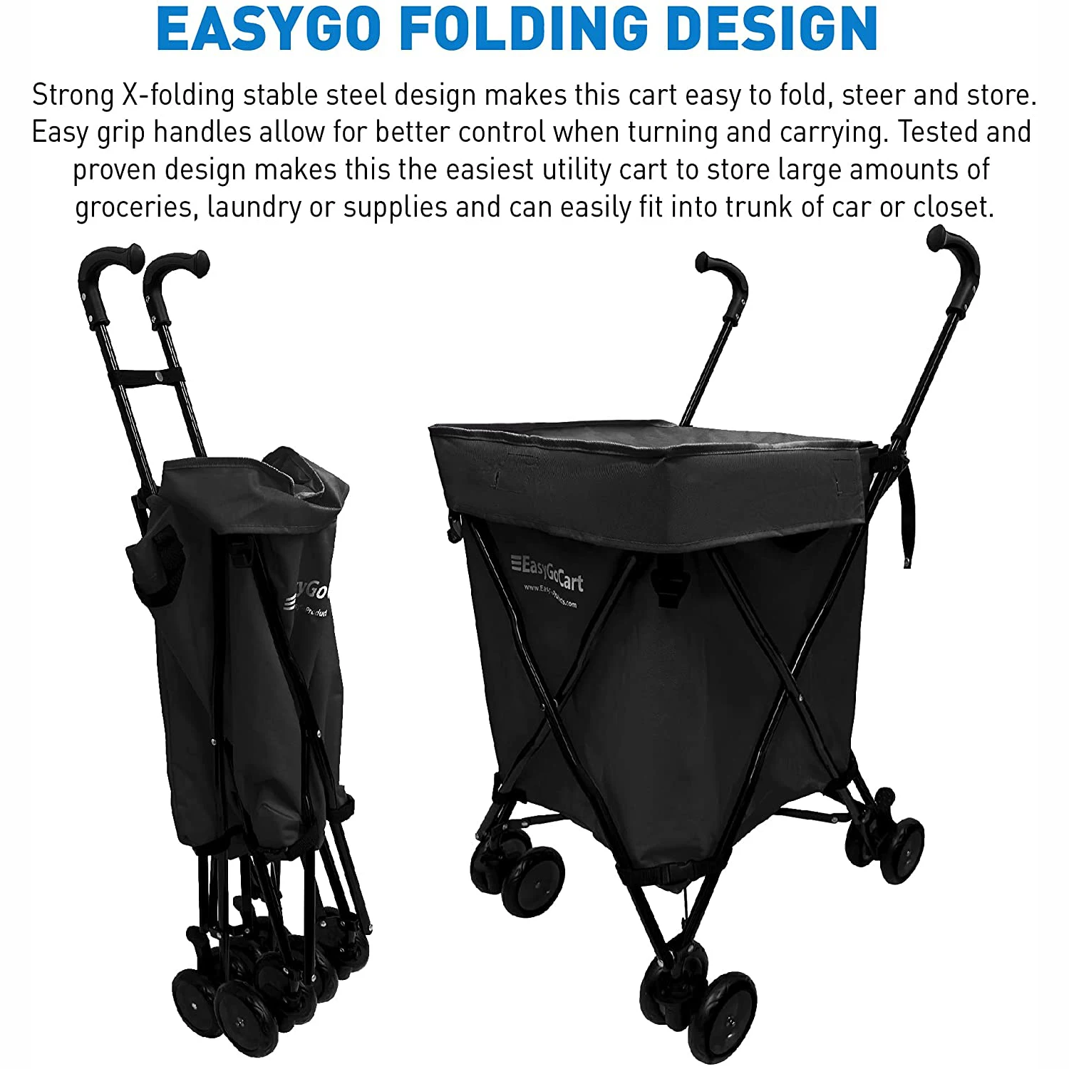Lightweight Foldable Outdoor Utility Cart with Base Board & All-Terrain Foam Wheels