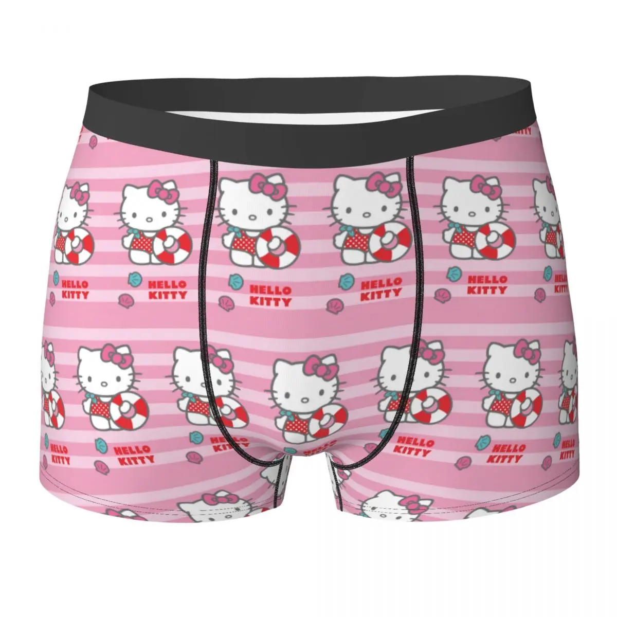 

Kawaii Hello Kitty Underwear Cute Cartoon Men Panties Print Elastic Boxer Shorts High Quality Boxer Brief Plus Size