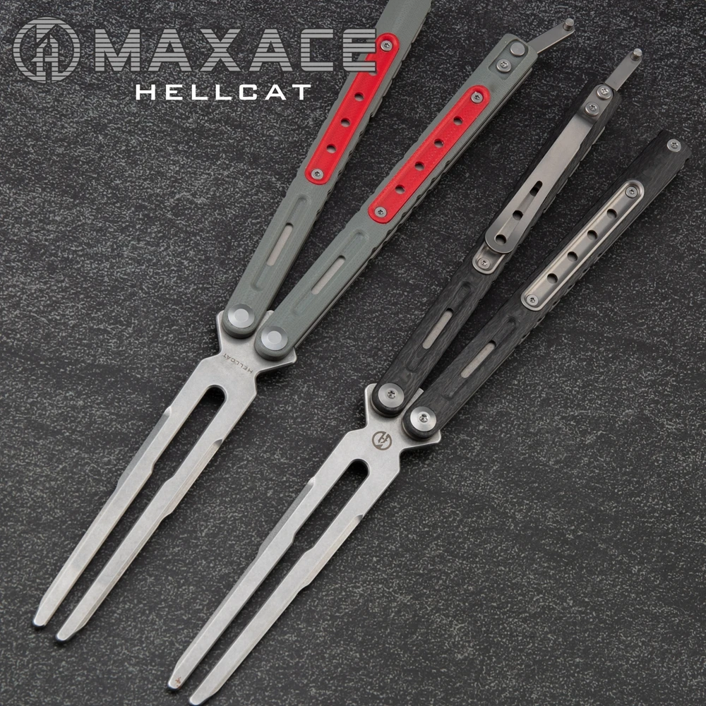 Maxace Hellcat Butterfly Trainer Knife g10 Inaly Tc4 Liner Handle Trainer Bushing System EDC Tools Smooth Flipping Folding Knife