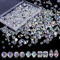 600pcs Crystal Glass Beads Mixed Crystal Glass Beads Various Crystal Beads Bulk Glass Beads For DIY
