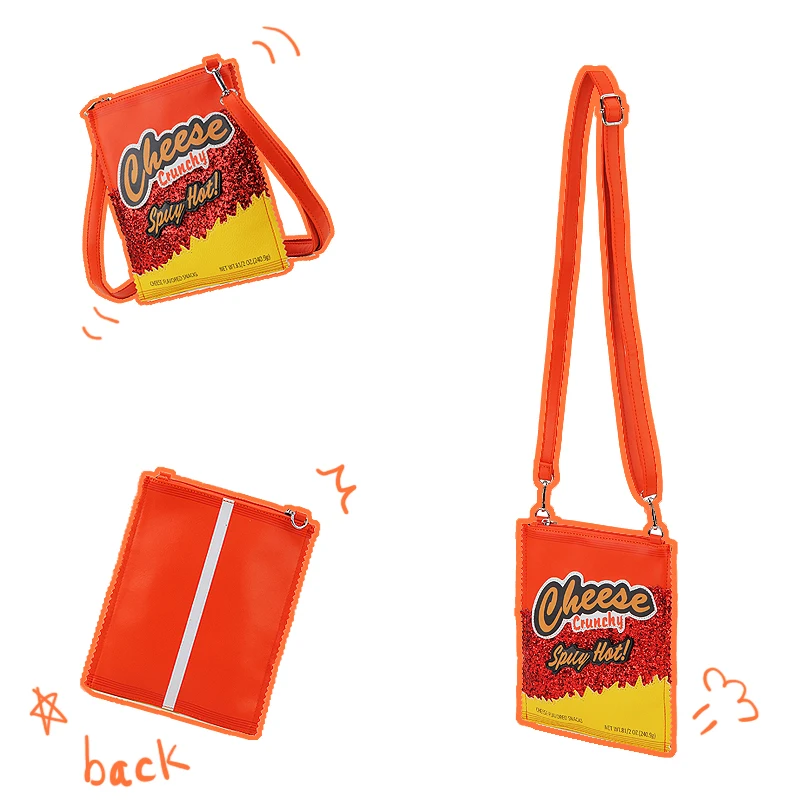 Unique Cheese Crunchy Bags Women Purses and Handbags Snacks Chips Ladies Crossbody Bag Girls Mini Clutch Bags Novelty Purses