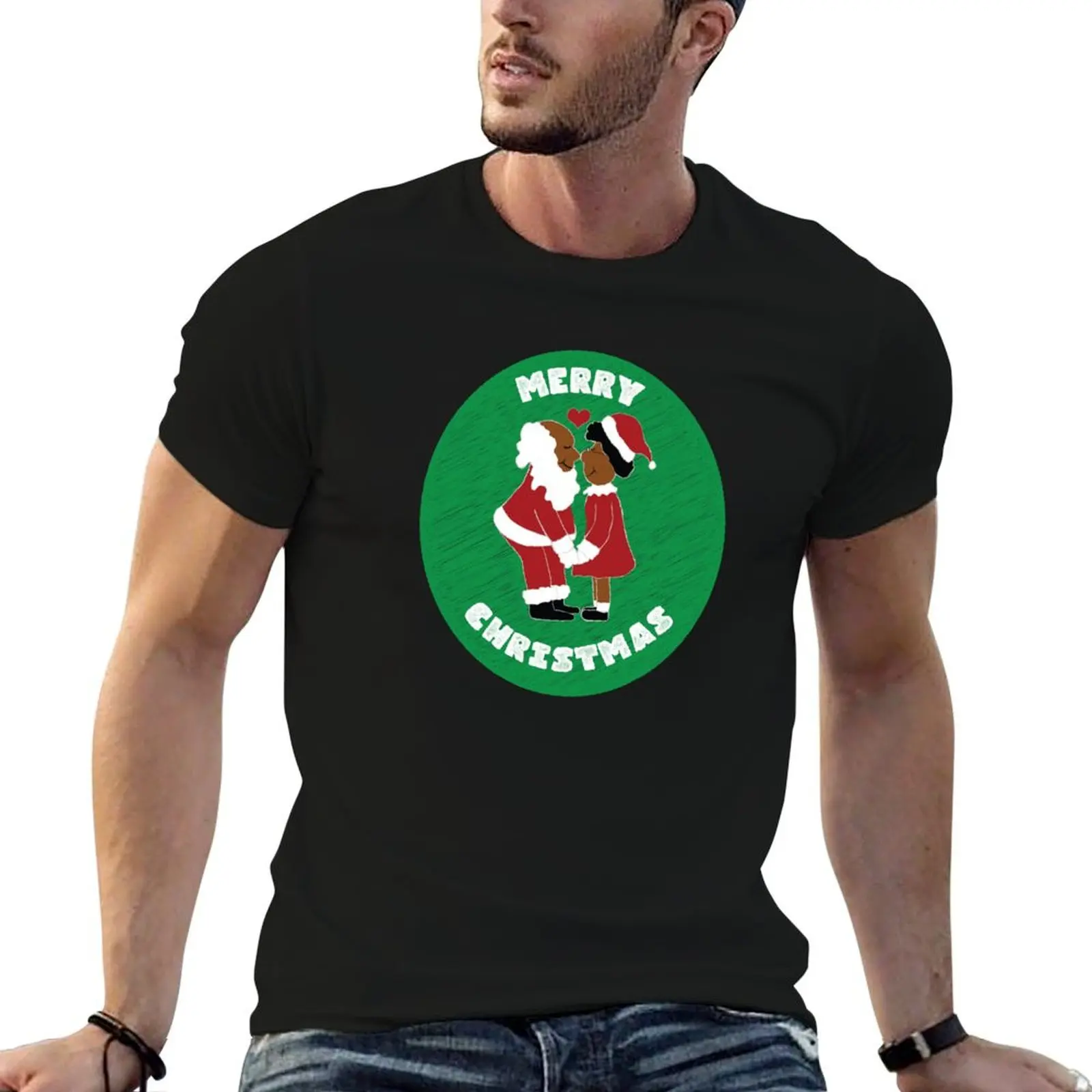 

Black Santa Claus and Mrs. Claus T-Shirt man t shirt summer essential t shirt T-Shirt