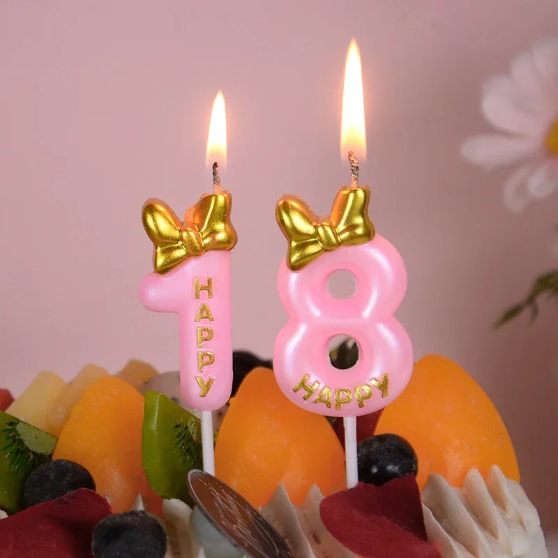 

Pink Number 0 1 2 3 4 5 6 7 8 9 Cake Candles For Kids Happy Birthday Wedding Decoration Event Party Supplies DIY