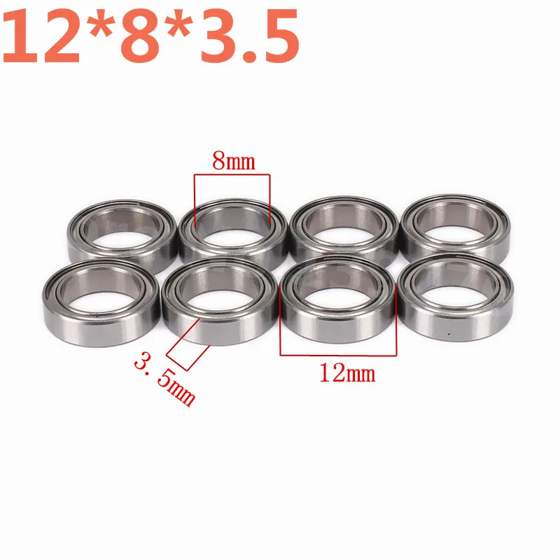 8 Pieces RC Car Part 12*8*3.5mm Ball Bearing For 1/18 Scale Models Revel 24540 Scorch Hobbico Dromida BX/MT/SC4.18 Monster Truck