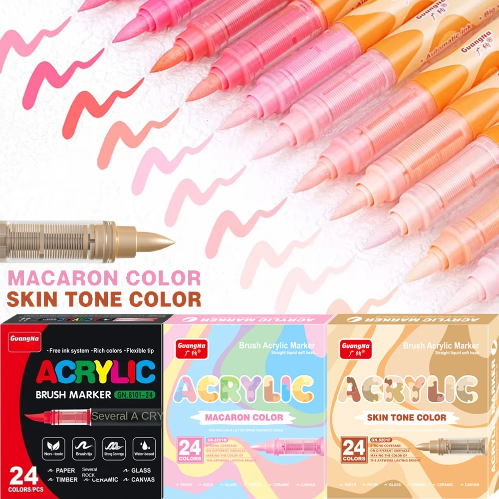 

Набор акриловых маркеров с мягким наконечником, 12-24 цвета, оттенки кожи и макарон, для студентов, для творчества, скетчинга и рисования