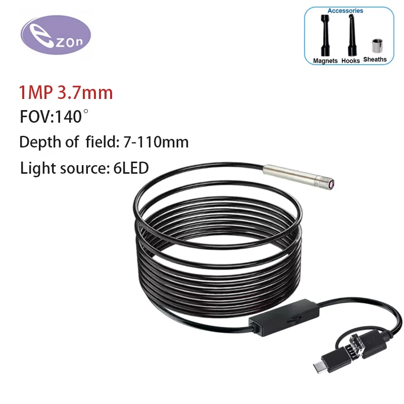 

3,7 мм 720P Android эндоскоп 3IN1 Tpye-c Micro USB мини-камера труба автомобильный инспекционный бороскоп 6 светодиодов водонепроницаемый для смартфонов ПК