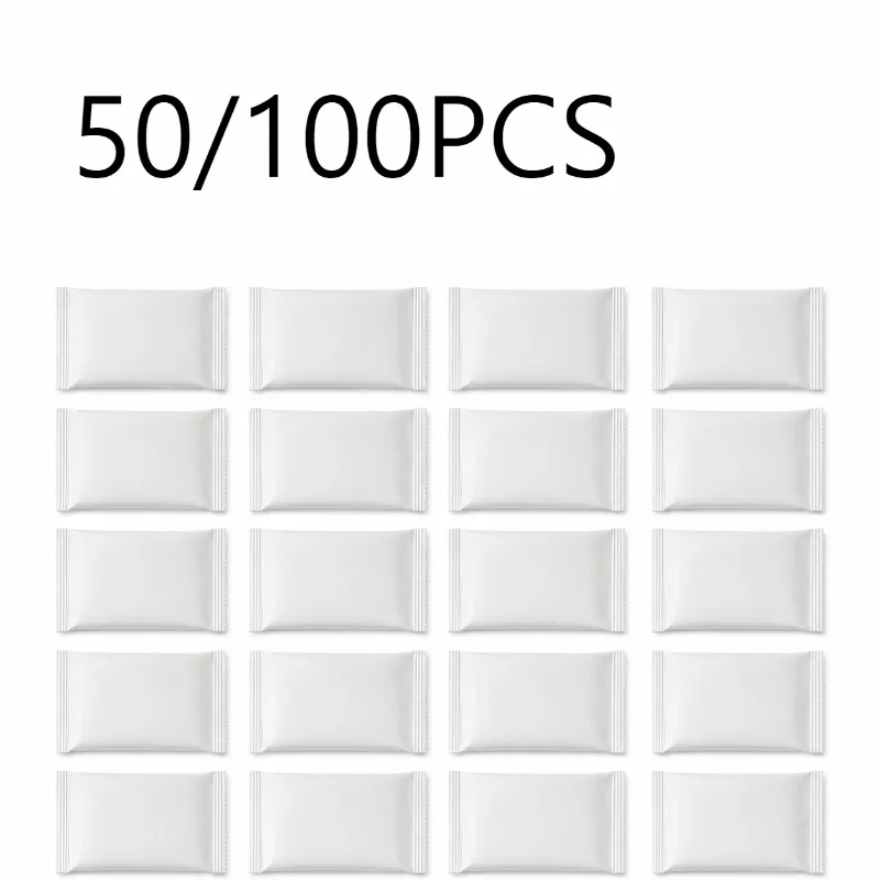 50/100PCS Individually Wrapped Wet Wipes Portable Mini Travel Tissues Compact Disposable Cleaning Wipes Outdoor Daily Use Kits