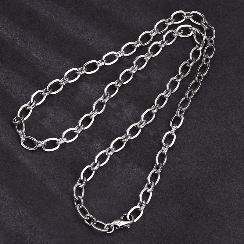 S925 Sterling Silver Corss Chain Unisex Punk Style Old-Process Black Thailand Design Fine Jewelry Necklace FYNE275
