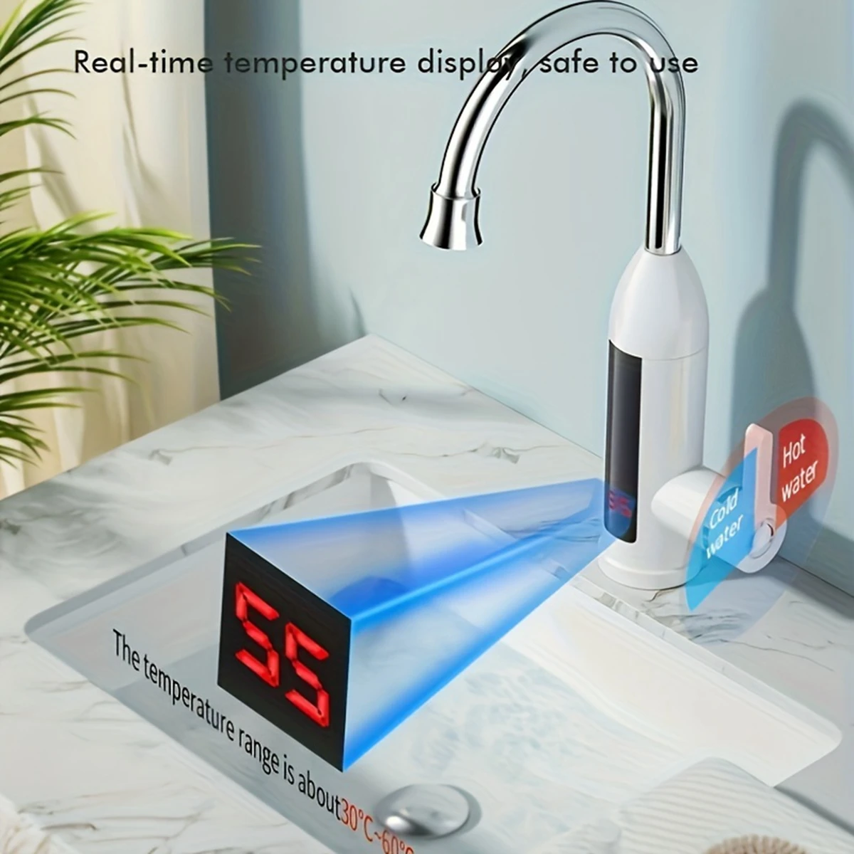 Grifo eléctrico de calefacción rápida para cocina y baño, pantalla Digital instantánea, RX-023