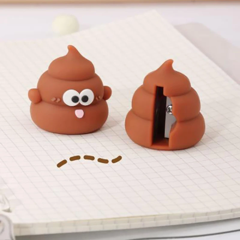 Lindo Sacapuntas de silicona para caca, accesorios de lápiz para niños, tricky funny Poop Cake Planer