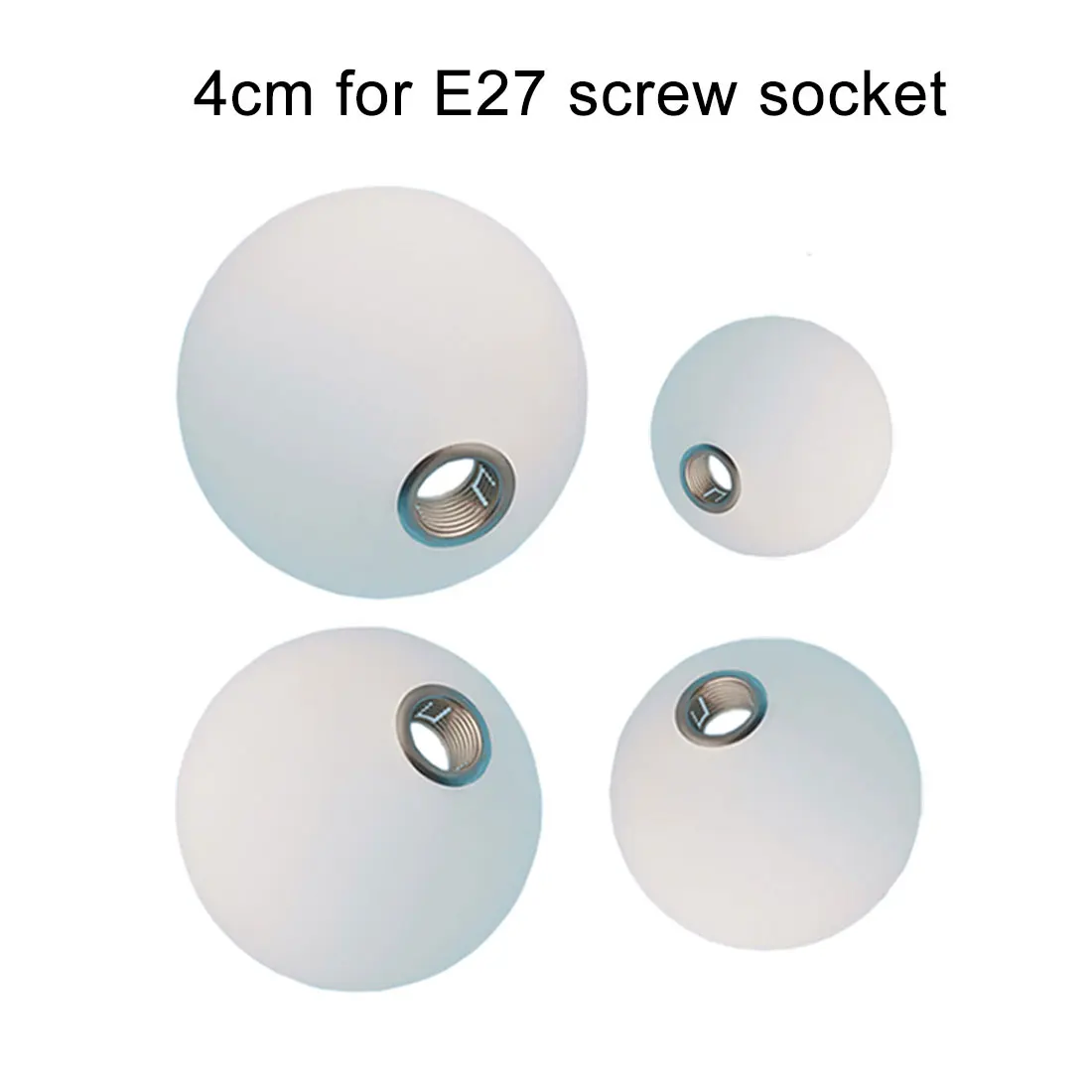 4cm opening threaded white glass shade replacement for E27 E26 screw socket D10cm D12cm D13cm D15cm lamp cover for thread holder