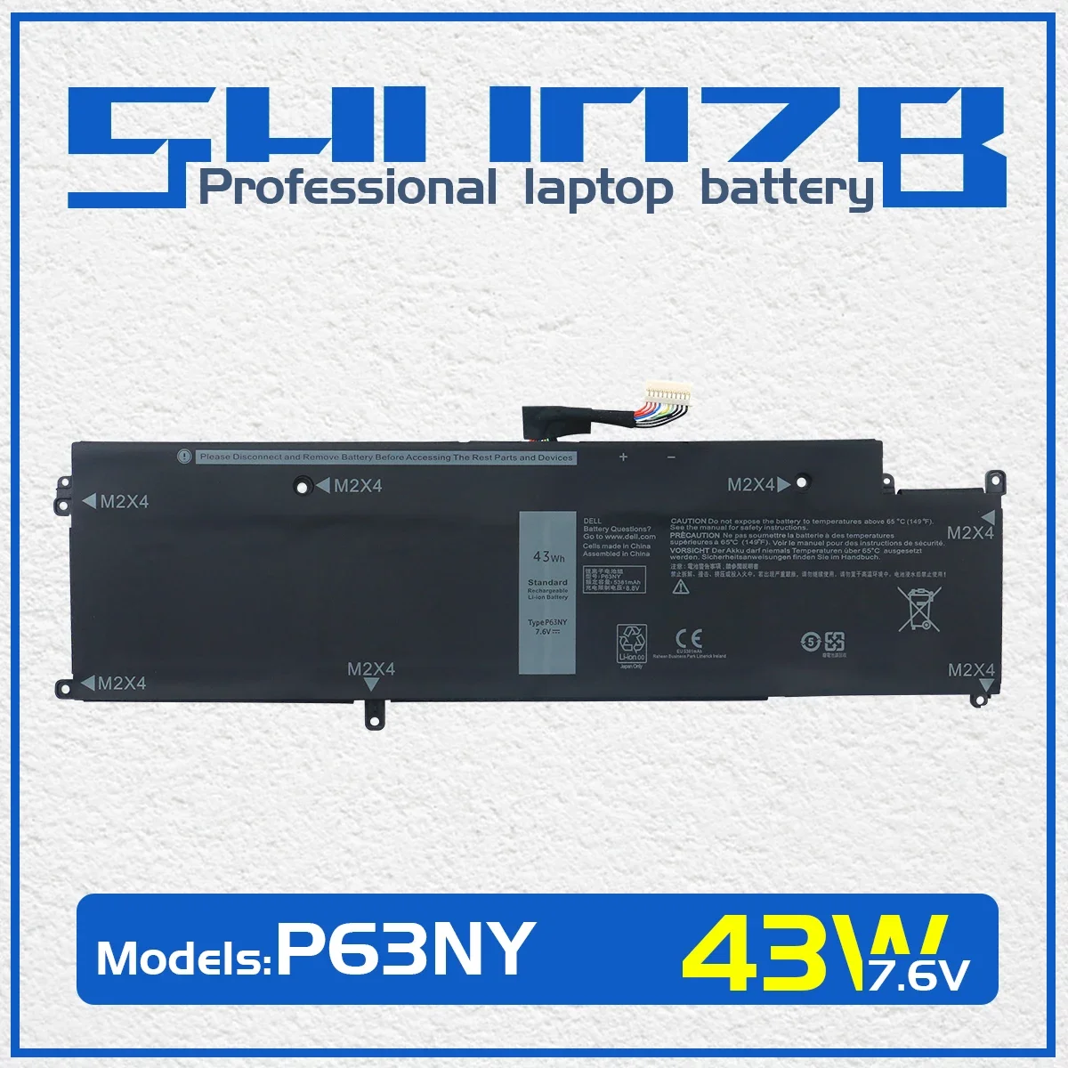 

SHUOZB P63NY Laptop Battery For Dell Latitude 13 7370 E7370 Series Notebook N3KPR XCNR3 0XCNR3 WY7CG G7X14 0G7X14 P67G 7.6V 43Wh