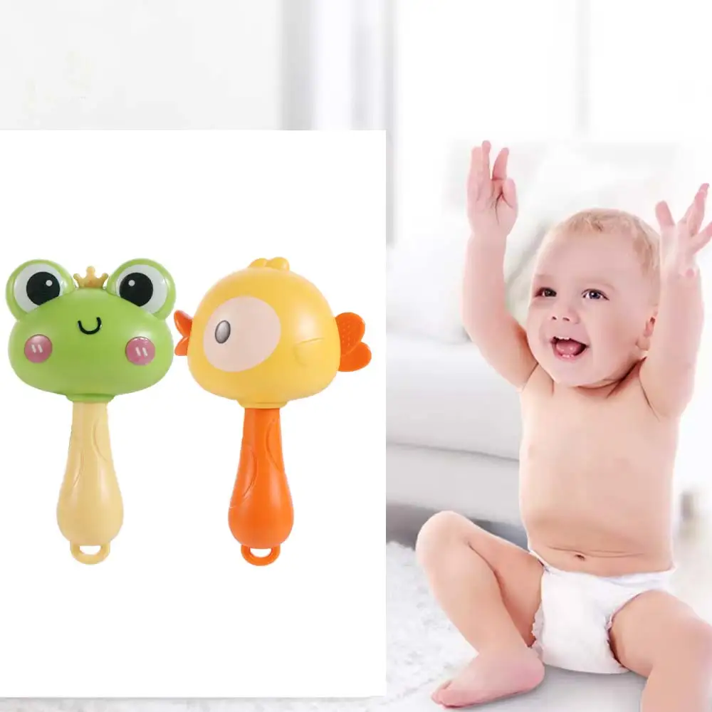 Fun Plastic Children Frog Sand Hammer Soft Interactive Instrument Sand Hammer Appease Potable Duck Sand Hammer Toy Toddlers