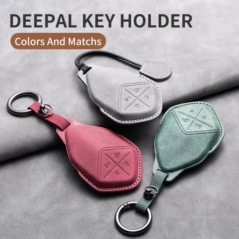 

For Changan Car Remote Key Case Cover Deepal S7 SL03 G318 2023 2024 Car Key Fob Shell 4 Buttons Holder Keychain Leather