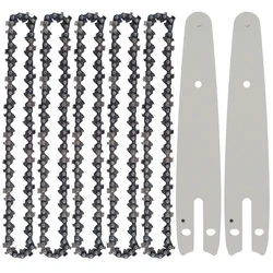 7Set Chainsaw Chain Carbide 6 Inch Mini Chain Saw Chain Wear Resistant Chainsaw Chain Guide Bar Woodworking Tool