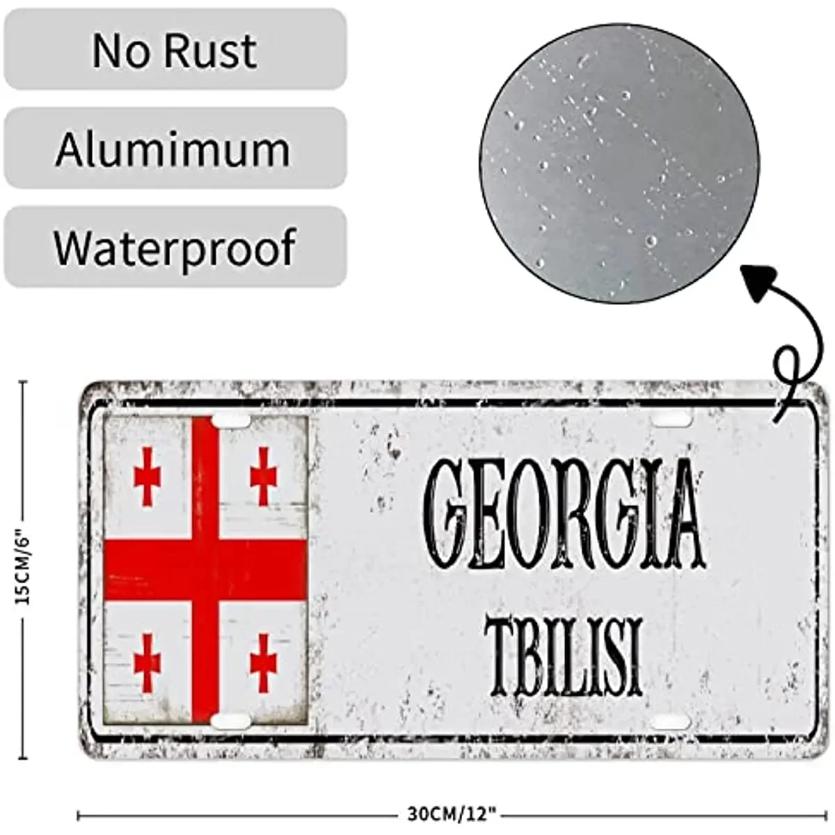 New Flag Vanity License Plates National Flag Tbilisi City Decorative License Plate Sign Georgia City Souvenir Retro Vintage