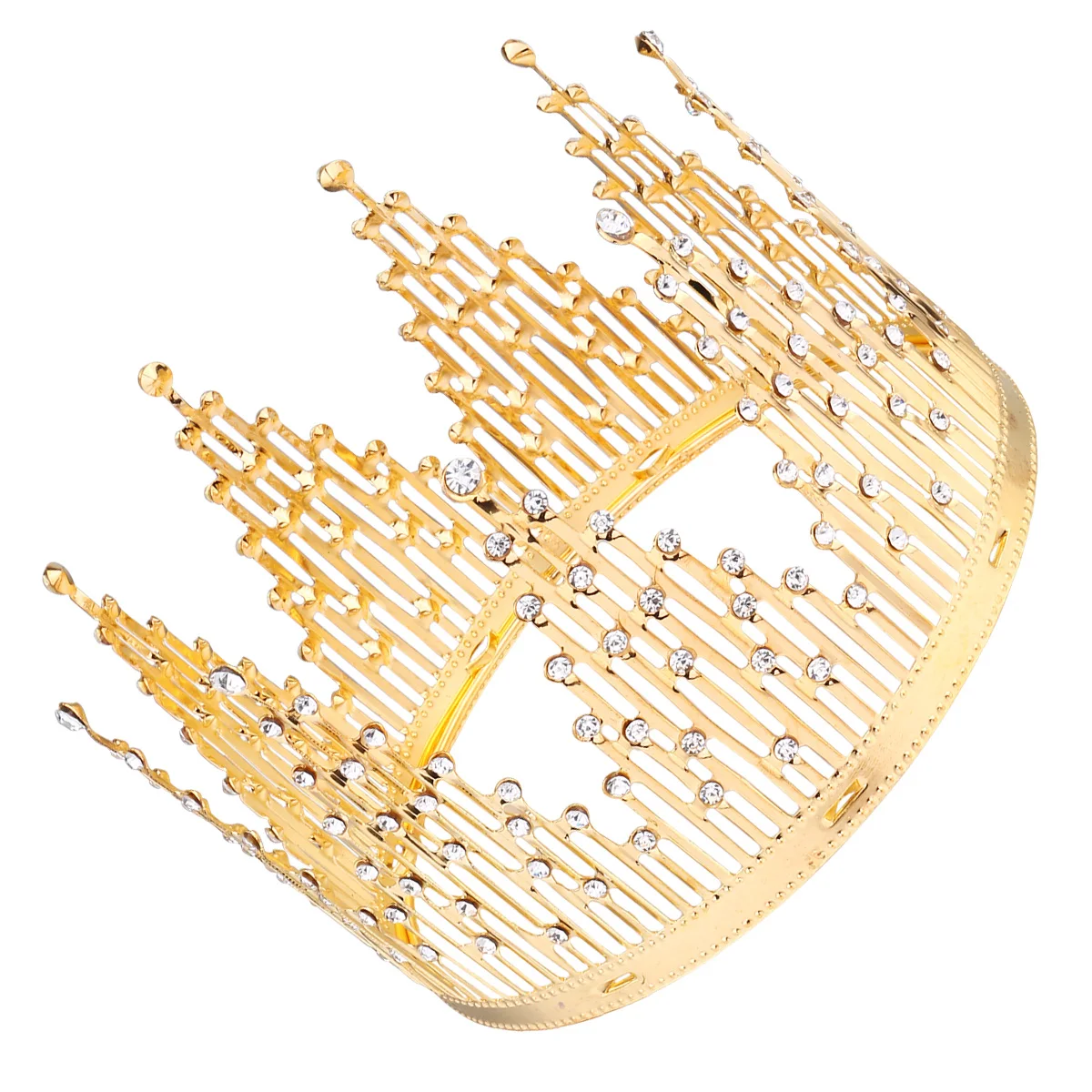 

1pc Crystal Crown Cake Topper Crystal Tiara Children Hair Ornamnets for Wedding birthday Party Cake Decoration (Golden)
