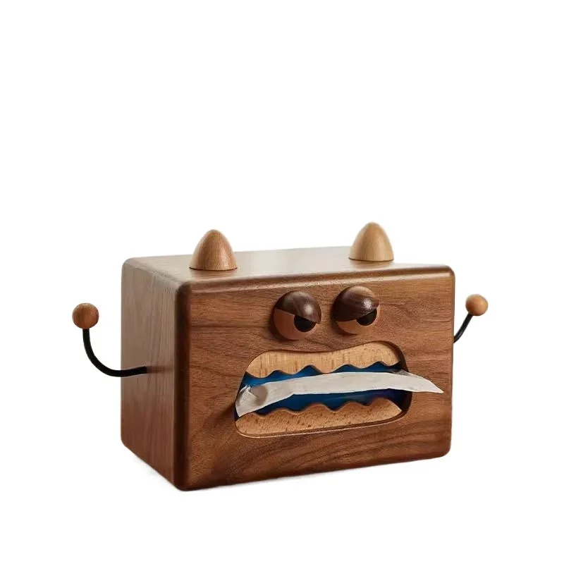 

Wooden living room dining table tissue box storage household side pumping carton