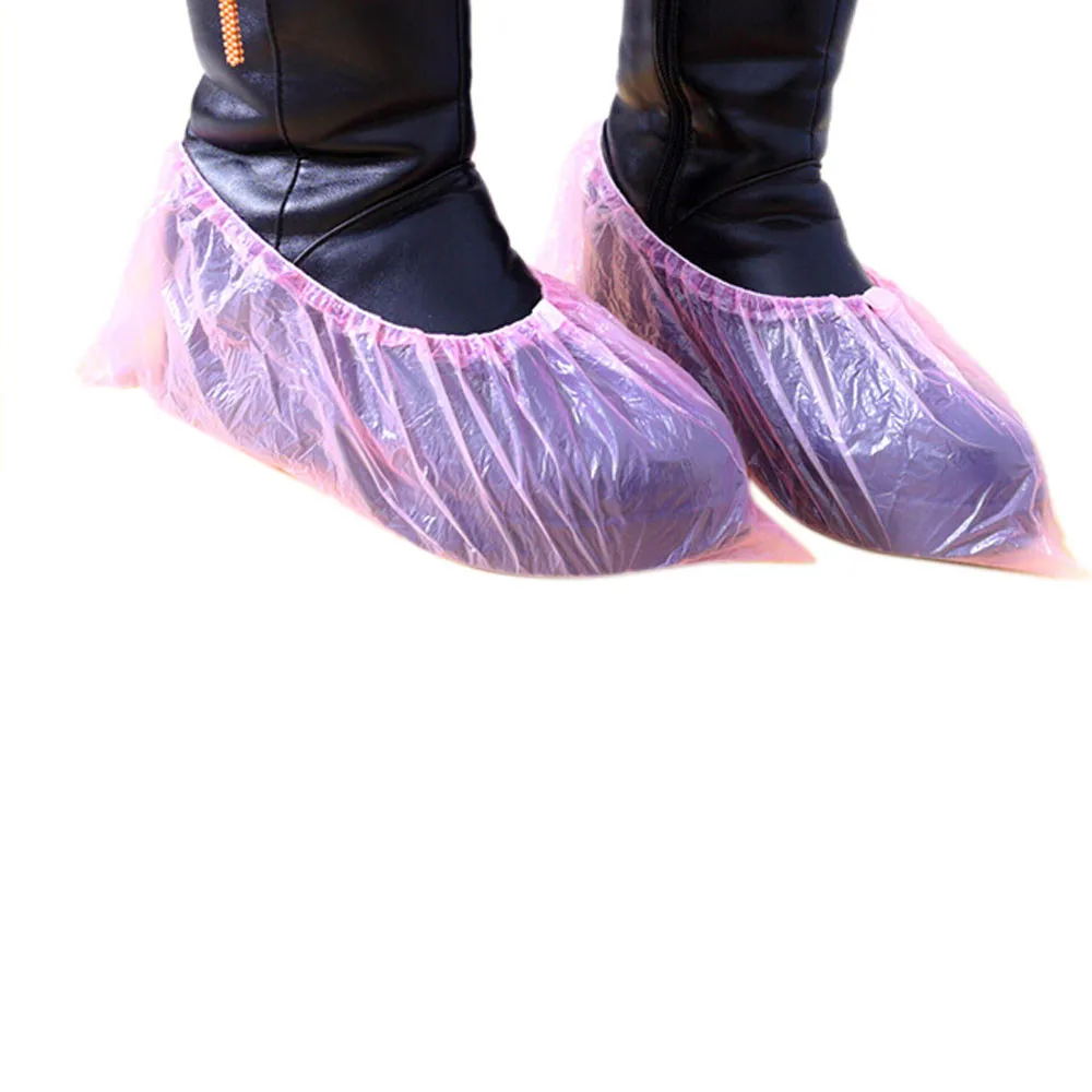 100 PCS Plastic Disposable Shoe Covers Cleaning Overshoes Outdoor Rainy Day Carpet Cleaning Shoe Cover Waterproof Covers