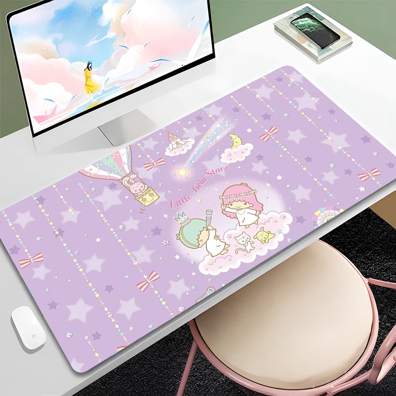 Office Cute Mousepad L-LittleTwinStars Large Laptop Mouse Mat Anime Cartoon Custom Gamer Table Carpet Mouse Pad Kawaii PC Carpet