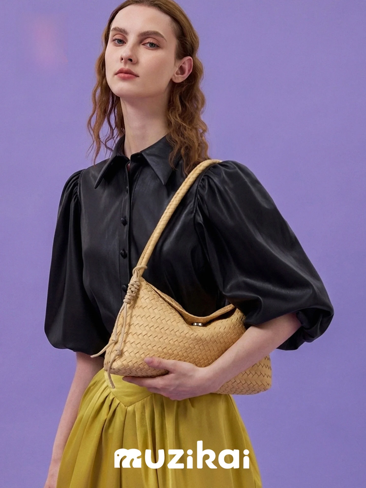 MuziKai Luxury Texture Underarm Pillow Bag Women's 2026 New Summer Small Elite Woven Pattern Single Shoulder Bag