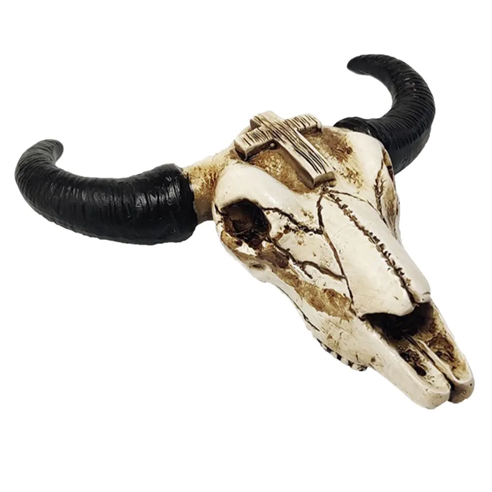 

1pcs Retro Bull Skull Wall Decor Resin Hanging Animal Head Vintage Ornament For Home Office Farmhouse Living Room Wall Art