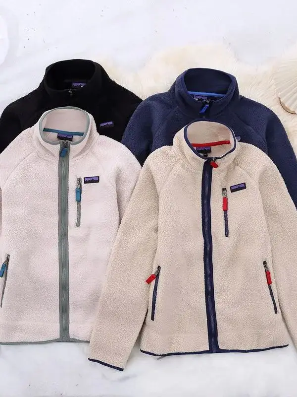 

Outdoor Face Jaets for Men And Women Warmth Wool Stand Fit Fce Polyester Long Sve Zipper Closure Thiened Jaet