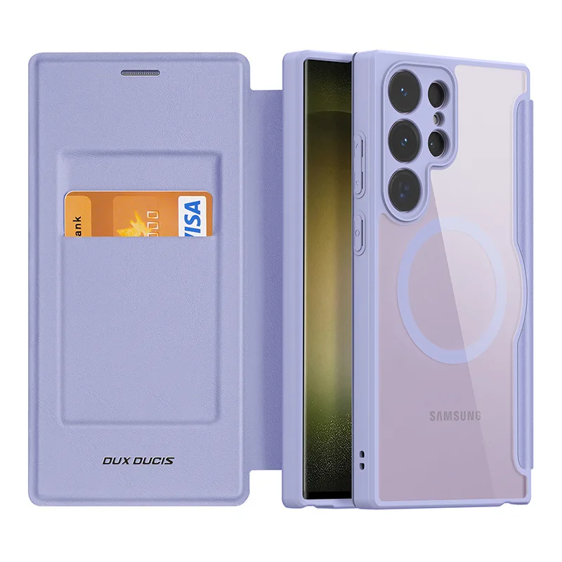 DuxDucis For Magsafe حافظة شحن لاسلكية مغناطيسية قوية لهاتف سامسونج جالاكسي S25 Edge S24 Plus غطاء خلفي فائق