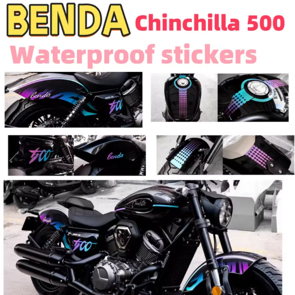 Adesivi Decorativi Impermeabili con Stampa a Rete per Modifiche Carrozzeria Benda Chinchilla 500, Adesivi per Cambio Colore