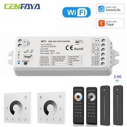 CENFAYA WIFI RF 2CH LED Controller DC 12V 24V Smart Dimmer Work With Amazon Alexa Google Assistant RF 4 ZONE 2.4G Remote Control