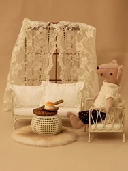 1:12 Miniature Simulation Furniture White Iron Art Single and Double Sofa Suitable for Dollhouse Decoration