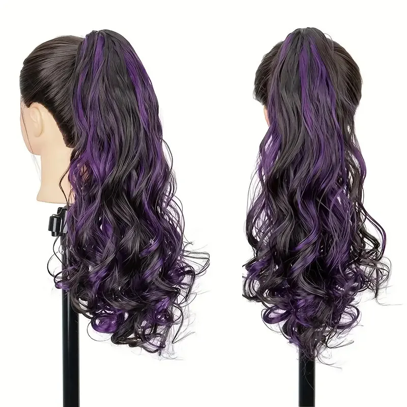 شعر مستعار سيدة عالية ذيل حصان كبير مخلب كليب ملون أومبير مجعد الاصطناعية عالية ذيل حصان ملون جديلة شعر مستعار الملحقات