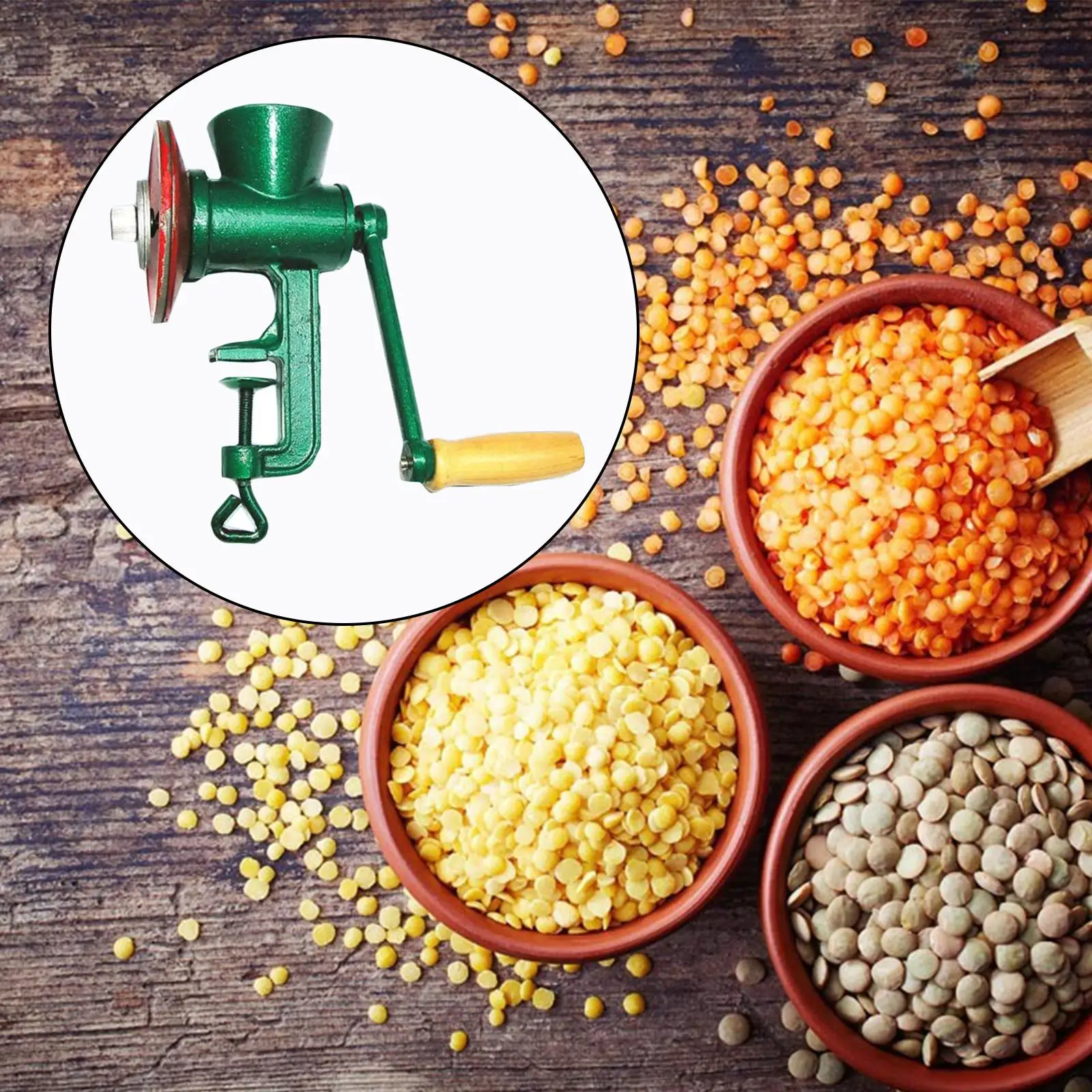 Wheat Nuts Crusher Adjustable Coarseness Spice Table Clamp Oats Bean Corn Manual Iron Grain Mill Coffee Grinder Home Kitchen Use