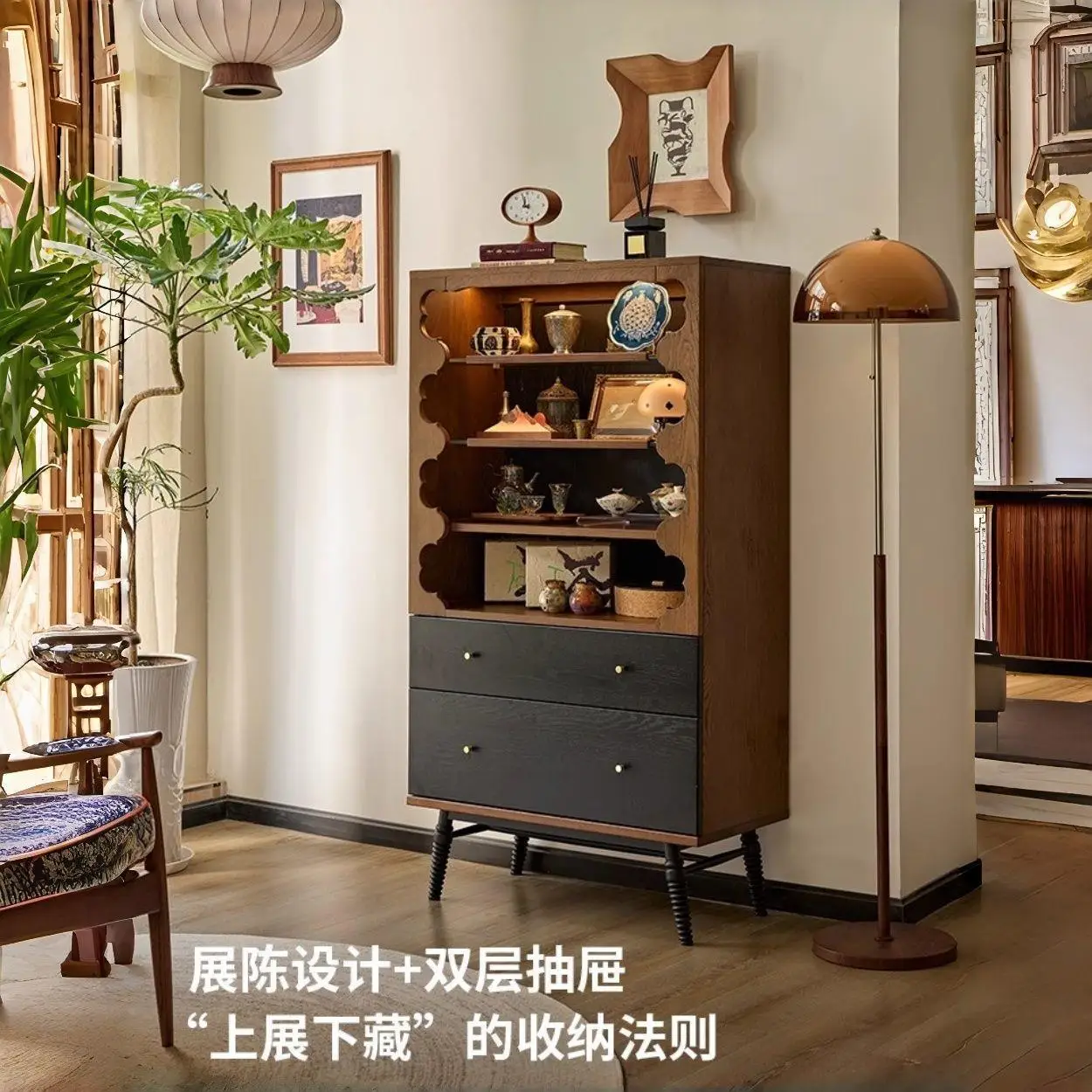 Side cabinet Solid wood display cabinet Storage cabinet
