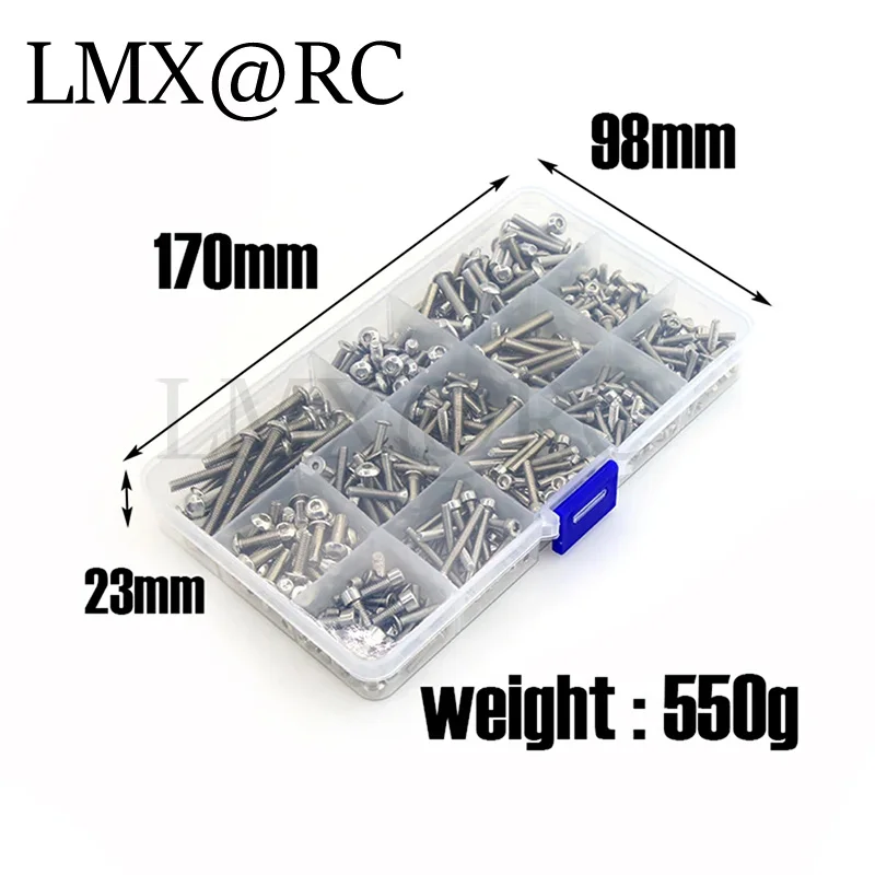 LMX RC 1set Stainless Steel Upgrade Screw Pack Screw Box, Vulnerable Accessories for Traxxas X-Maxx 1/5 Big X Truc