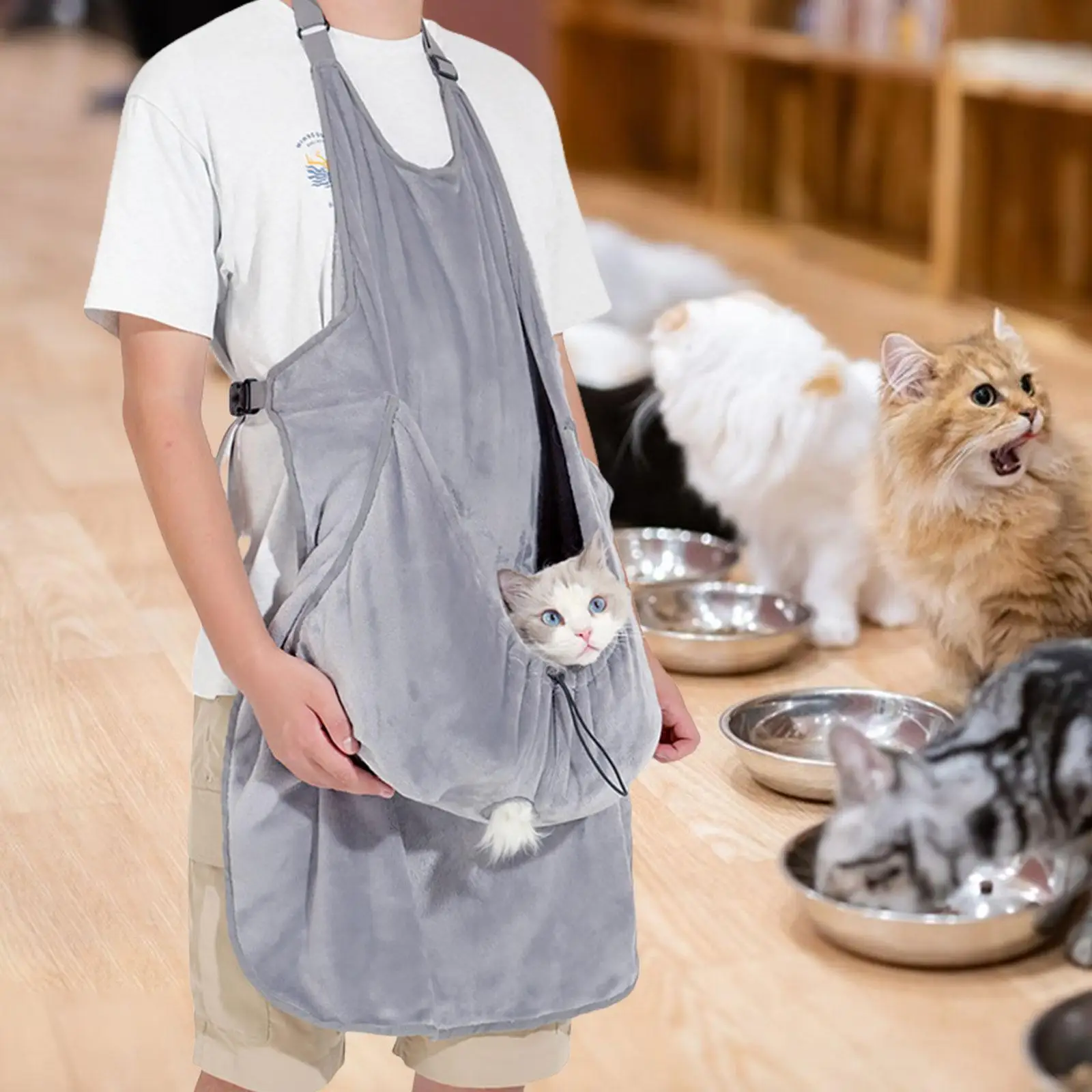 

Cat Carry Hanging Apron Cat Apron Carrier Adjustable Rope Pet Carry Warm Blanket