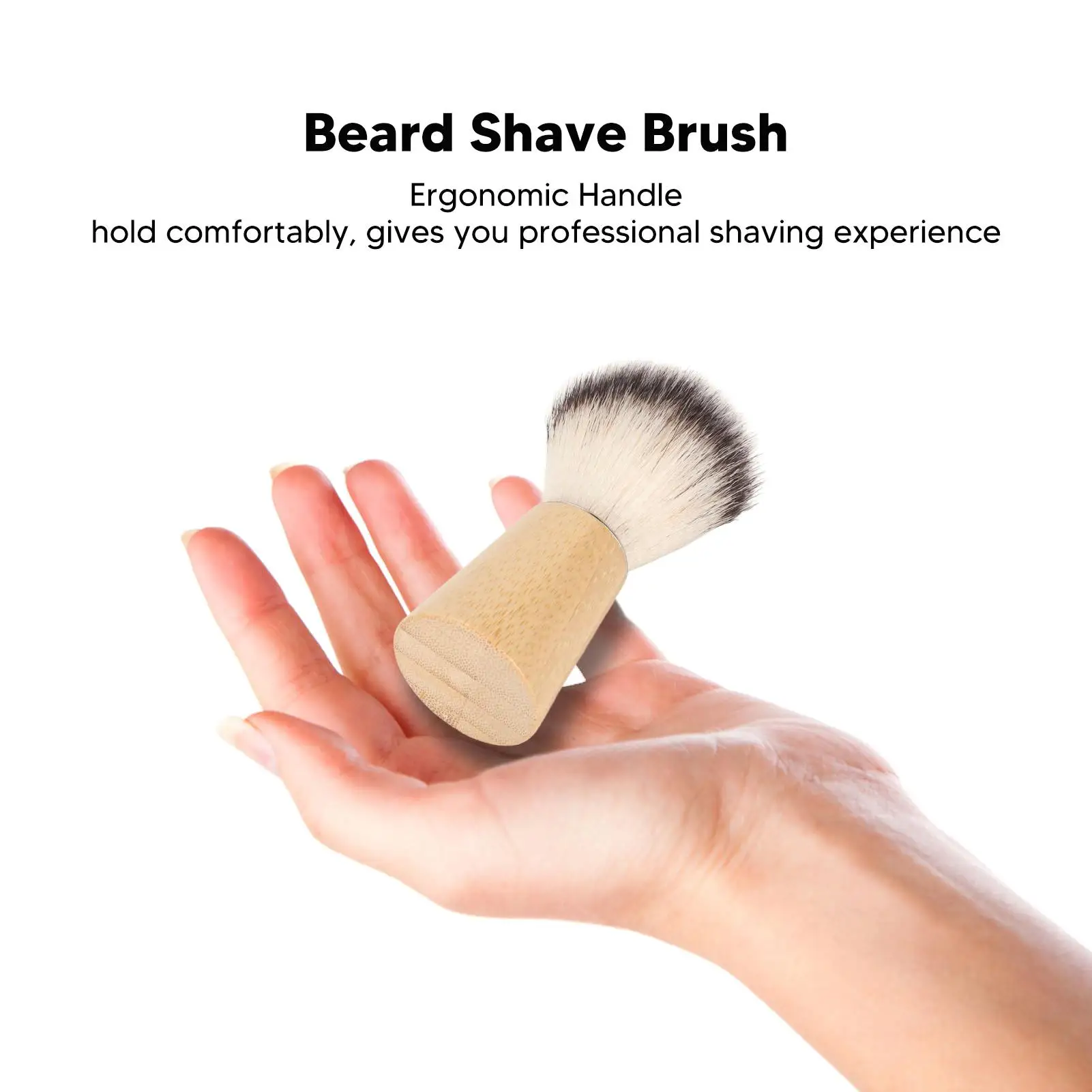 Portable Quick Lathering Beard Shave Brush - Ergonomic Handle, Lightweight - For Body Care