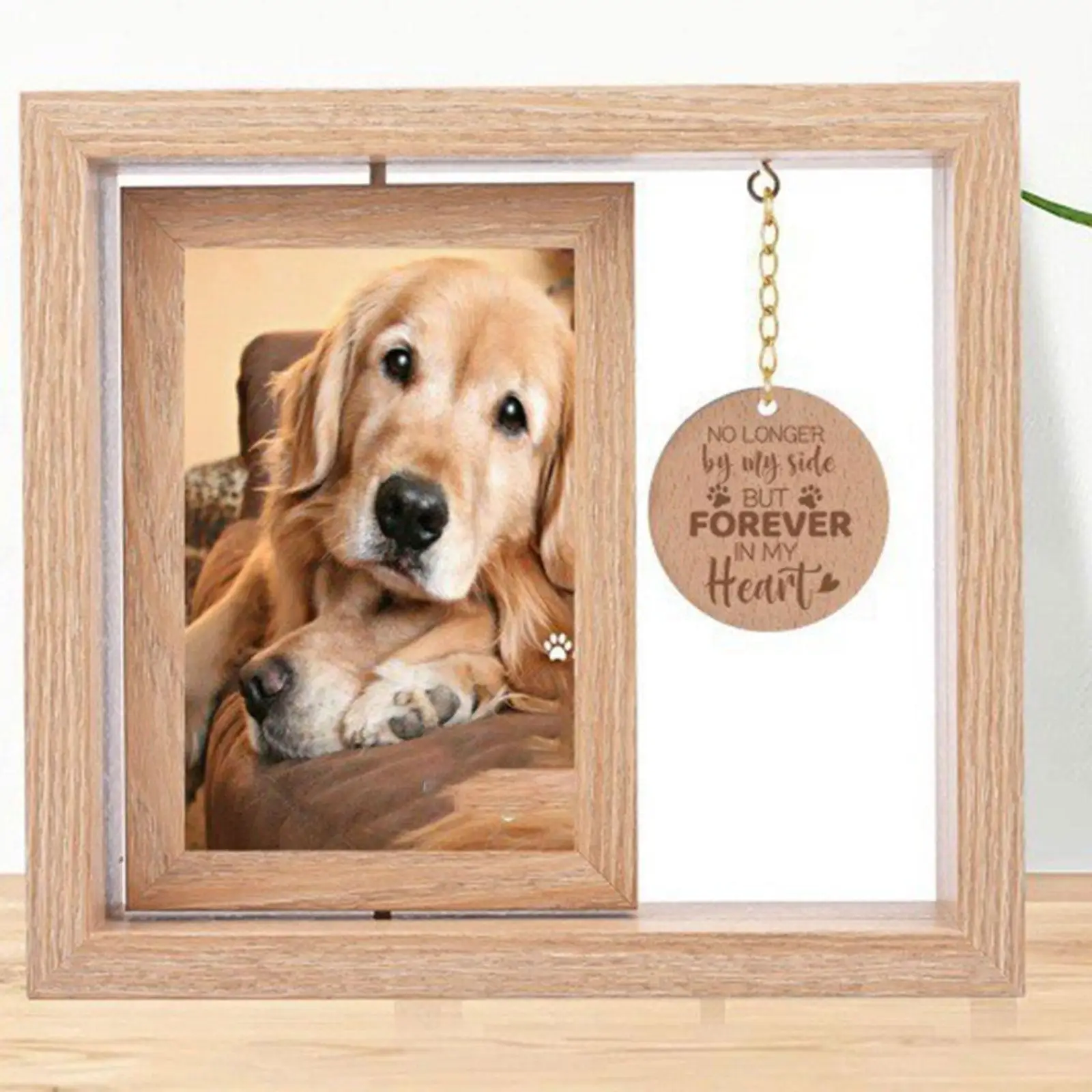 Pet Memorial Picture Frame Tabletop Decor Wooden Dog Passing Away Gifts